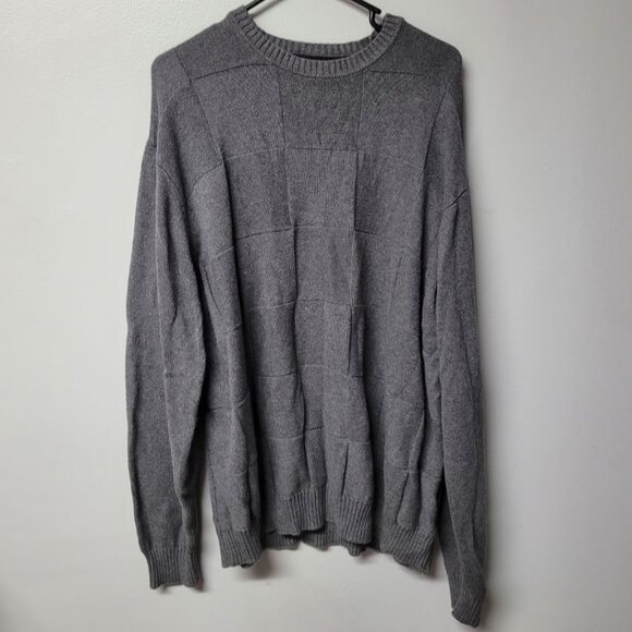 Haggar Sweater Mens XXL Gray Knit Square Pullover Ligthweight - Picture 1 of 6